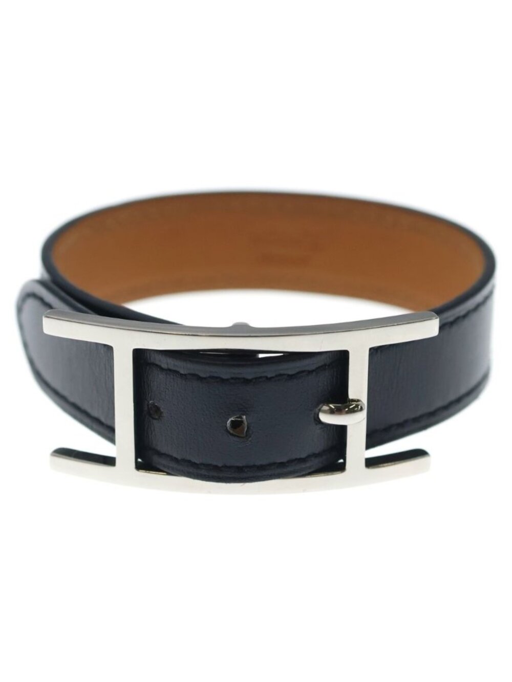 Hermes Hapi 3 Bracelet Bangle Black Gold Swift Leather